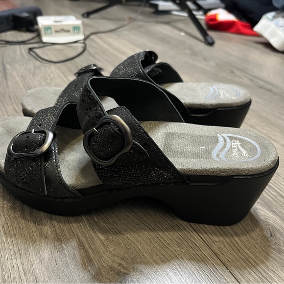 DANSKO Sophie Black Leather Embossed Strap Slide Sandal Size EU 36 US 5 - Picture 2 of 10